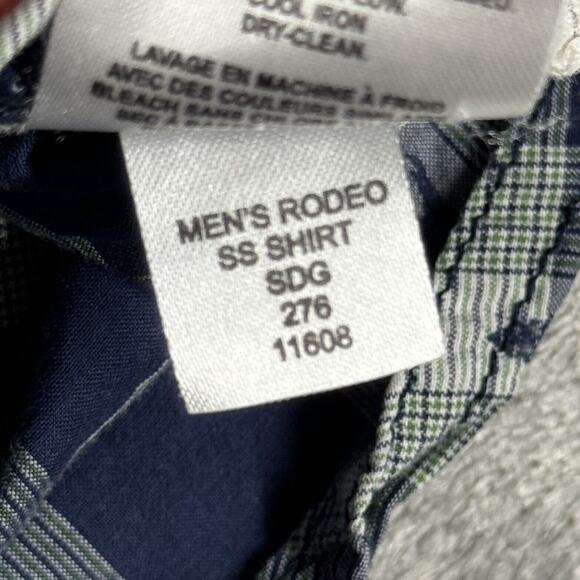 Mountain Khakis Shirt Men Medium Blue Green Plaid Rodeo Shirt Pearl Snap Western - Picture 9 of 10